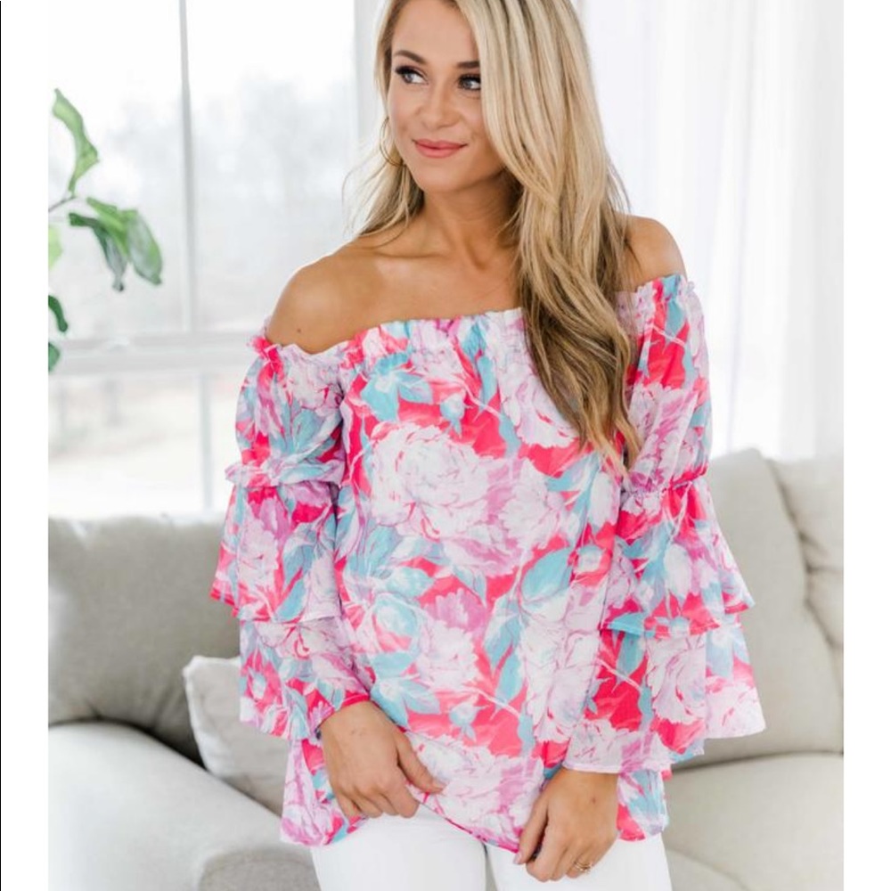 Flowers In My Heart Floral Blouse